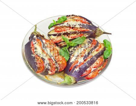 Eggplants stuffed with a vegetables and cheese