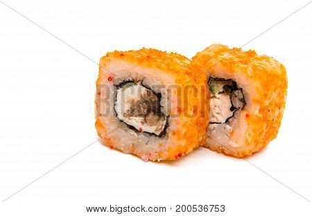 Sushi  japanese  seafood isolated on white background