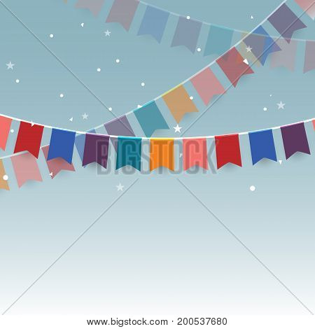 Colorful garlands festive flags and confetti stock vector