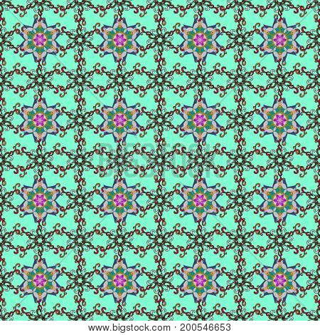 Folk style. The elegant the template for fashion prints. Amazing seamless floral pattern with bright colorful flowers and leaves on a colorful background. Modern floral background.