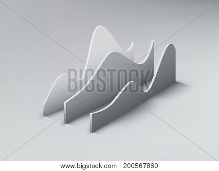 3d graph shapes. Data analysing infographic concept. Vector stock exchange illustration. Financial data infographics. Business stats visualisation.