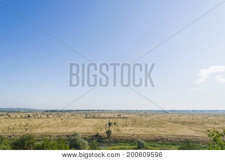 Blue Sky On A Huge Field. Beautiful Landscape