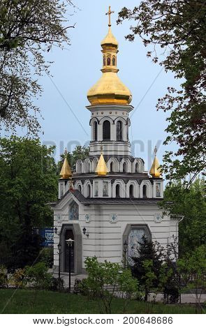 KIEV, UKRAINE - MAY 3, 2014: It is a chapel in honor of St. Andrew the First-Called who according to legend foretold the foundation of Kiev.