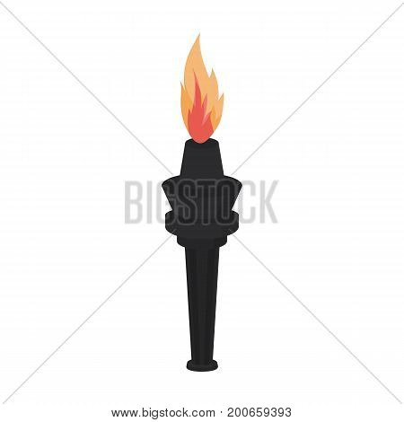 Street lamp in the form of a torch with an open fire.Lamppost single icon in cartoon style vector symbol stock illustration .