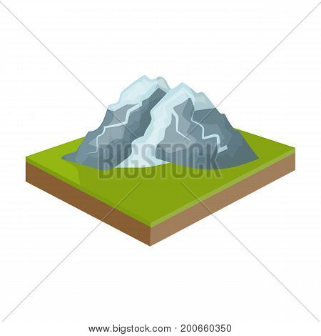 Mountains, rocks and landscape. Relief and mountains single icon in cartoon style isometric vector symbol stock illustration .