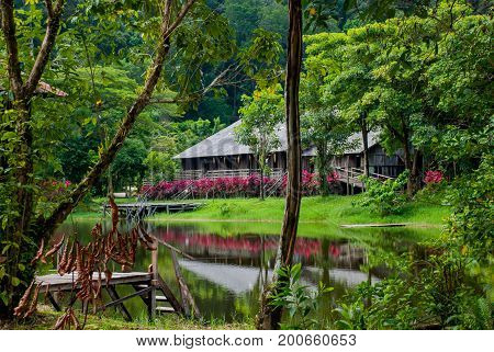 Traditional Wooden Houses. Kuching To Sarawak Culture Village. Malaysia