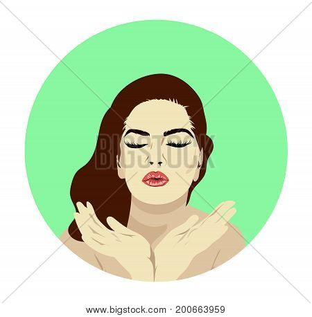 Lovely female face. Beauty icon or sign for hairdressing, barber or beauty salon, estetic medicine centre, cosmetic shop
