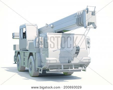 3d render: Truck Mounted Crane on White Background