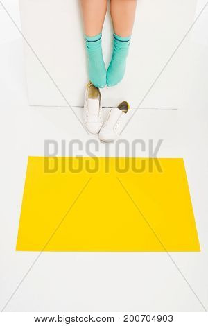 Feet Of Girl In Turqouise Socks