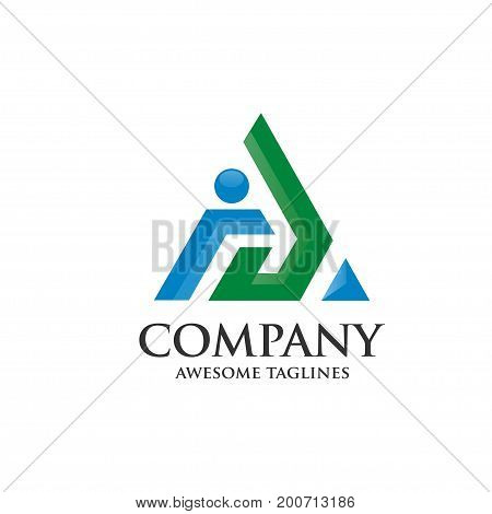 letter A logo with figure and hidden arrow  3d style logo vector
