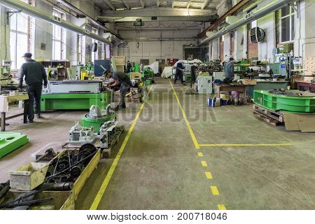 LIPETSK, RUSSIA - JUNE 15, 2017: Lipetsk Machine Tool Plant Assembly shop for metalworking machines.