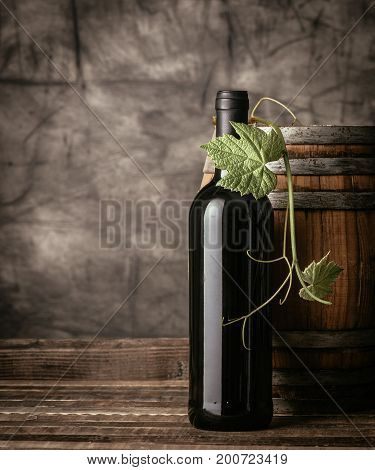 Red Wine Bottle In The Cellar