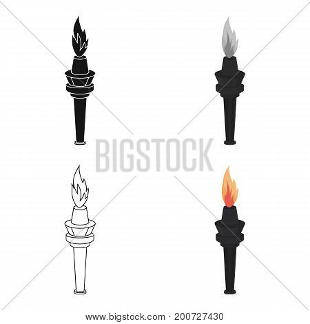 Street lamp in the form of a torch with an open fire.Lamppost single icon in cartoon style vector symbol stock illustration .