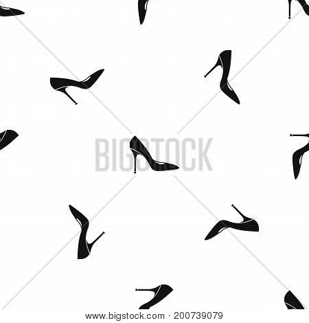 Women shoe with high heels pattern repeat seamless in black color for any design. Vector geometric illustration