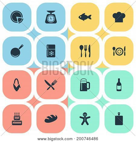 Elements Friedge, Christmas Cookies, Seafood And Other Synonyms Mug, Seafood And Italy.  Vector Illustration Set Of Simple Cuisine Icons.