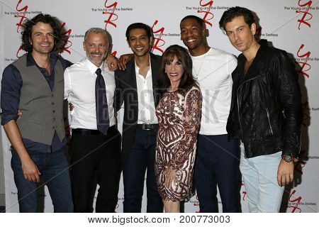 LOS ANGELES - AUG 19:  Daniel Hall, Max Shippee, Abhi Sinha, Kate Linder, Darnell Kirkwood, Ryan Ashton at the YnR Fan Event 2017 at the Burbank Convention Center on August 19, 2017 in Burbank, CA