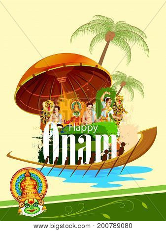 vector illustration of Happy Onam Festival background of Kerala