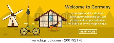 Welcome to germany banner horizontal concept. Flat illustration of welcome to germany banner horizontal vector concept for web