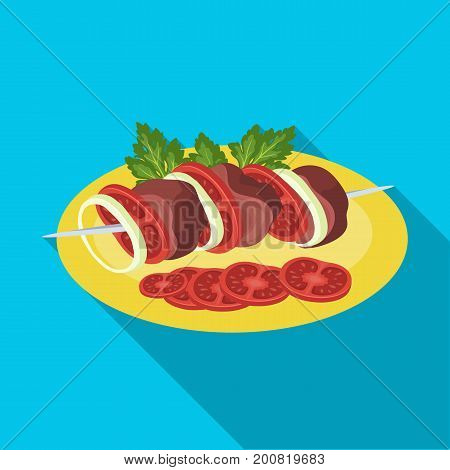Delicious food, shish kebab and salad. Food and cooking single icon in flat style vector symbol stock illustration .