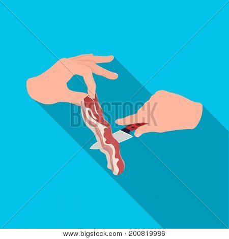 Cooking from bacon. Bacon and cooking single icon in flat style vector symbol stock illustration .