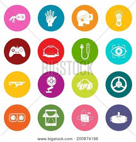 Virtual reality icons many colors set isolated on white for digital marketing