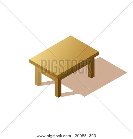 Premium isometric wooden table.  Vector illustration on a white background. Table in isometric view