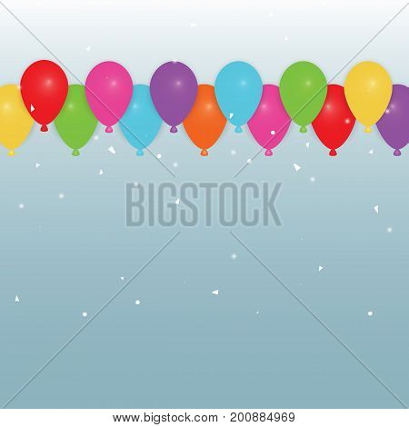 Colorful party balloons and confetti stock vector