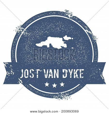 Jost Van Dyke Logo Sign. Travel Rubber Stamp With The Name And Map Of Island, Vector Illustration. C