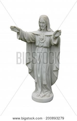 A Graveside Marble Statue of the Figure of Jesus.