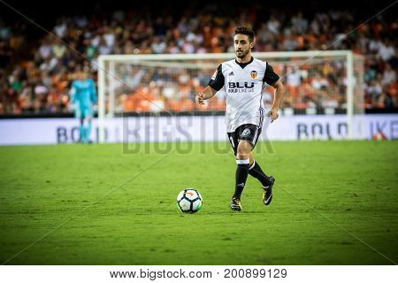 VALENCIA, SPAIN - AUGUST 18: Nacho Gil during Spanish La Liga match between Valencia CF and Las Palmas UD at Mestalla Stadium on August 18, 2017 in Valencia, Spain