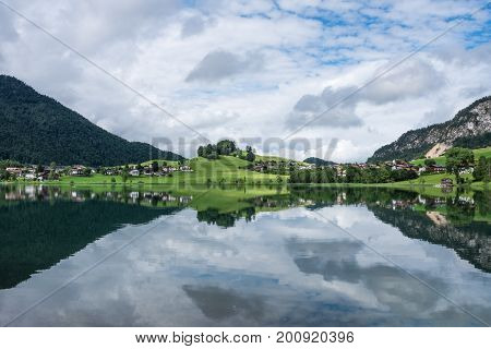 The Mountain Lake Thiersee In Tyrol, Austria