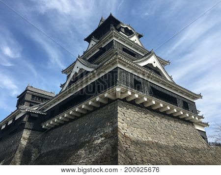 Kumamoto japanese castle view in Kyushu Japan