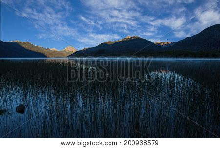 Falkner lake, south Argentina Patagonia region landscape