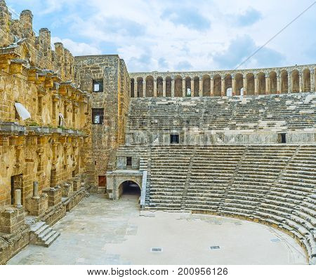The Greco-roman Amphitheater In Aspendos