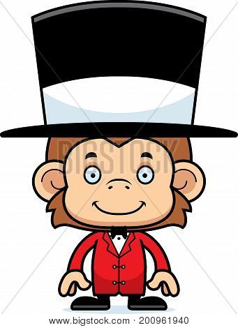 Cartoon Smiling Ringmaster Monkey