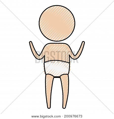 color crayon silhouette of pictogram little boy standing in knickers with hands up vector illustration