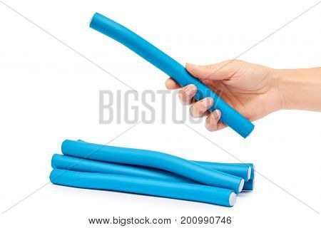 colored Hair curlers Isolated on white background.