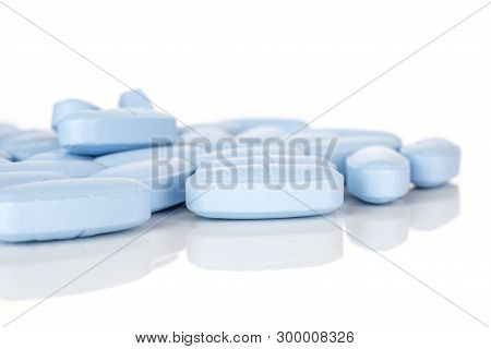 Lot Of Whole Blue Medical Drug Isolated On White Background