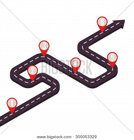 Vector Business Milestone Road With Map Pointers