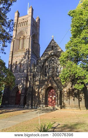 Facade Of Anglican Cathedral Of St Peter Apostle And Martyr, Built From Brick And Completed In 1875 