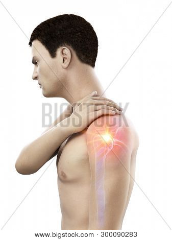 3d rendered medically accurate illustration of a man having a painful shoulder
