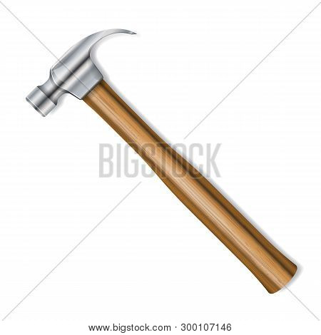 Realistic Hammer Vector Illustration On White Background