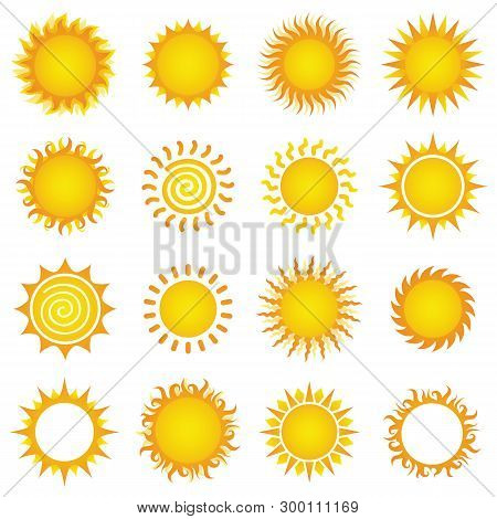 Set Of Sun Vector Illustrations Isolated On White Background