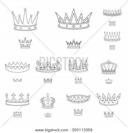 Vector Design Of Queen And Heraldic Icon. Set Of Queen And Vip Vector Icon For Stock.