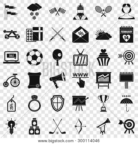 Flying Arrow Rrow Icons Set. Simple Style Of 36 Flying Arrow Vector Icons For Web For Any Design