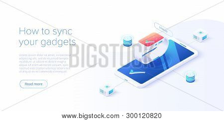 Smartphone And Smart Watch Synchronization Concept In Isometric Vector Illustration. Iot Wireless Te