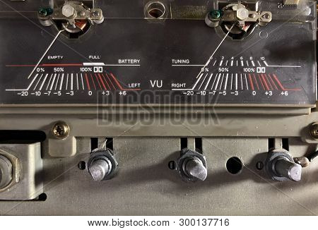 Closeup Of Vu Meters Of Abstract Recording Audio Device