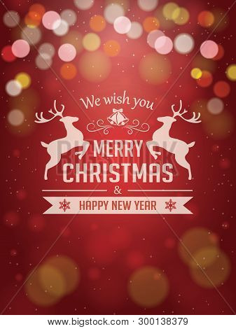 Christmas Greetings Typography On Red Background. Greeting Card And Poster Design.