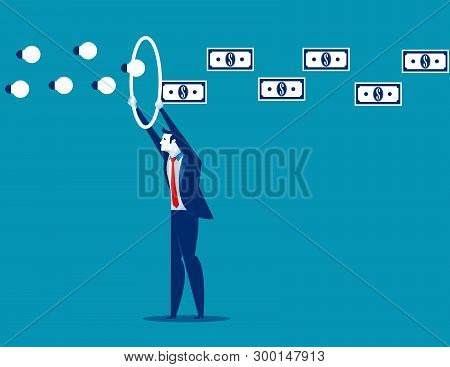 Businessman Holding Loop. Concept Business Vector Illustration.