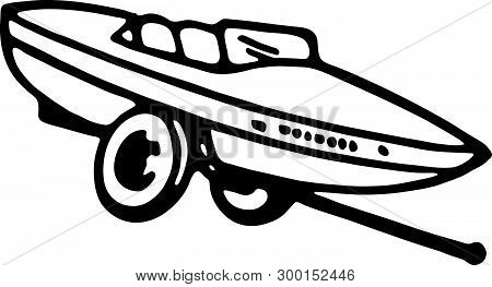 Motor Boat On Trailer - Retro Ad Art Illustration